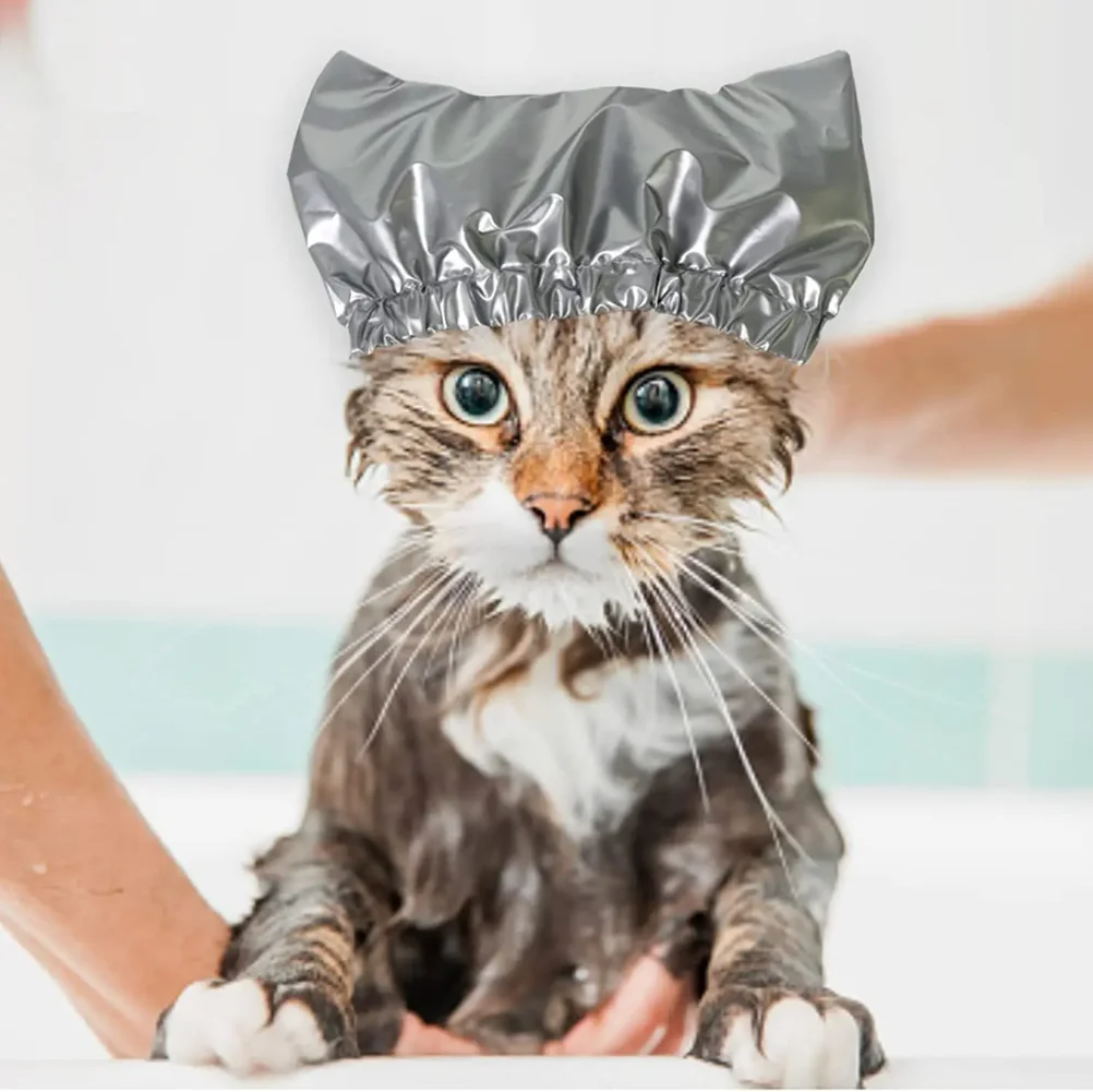 

Bath Shower Cap for Cat Double Waterproof Layers Bathing Shower Dog Shower Cap Prevent Water From Getting Into the Ears