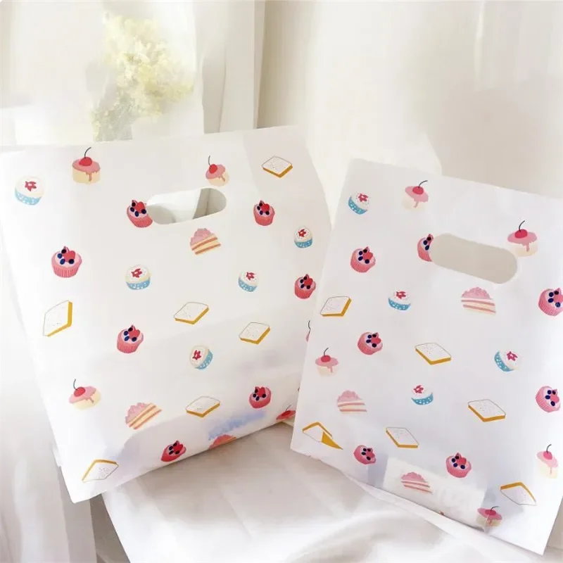 

Dessert Series Portable Plastic Bag Food Take Away Packaging Bags Cake Wrapping Gift Bag Jewelry Bag 50pcs/lot