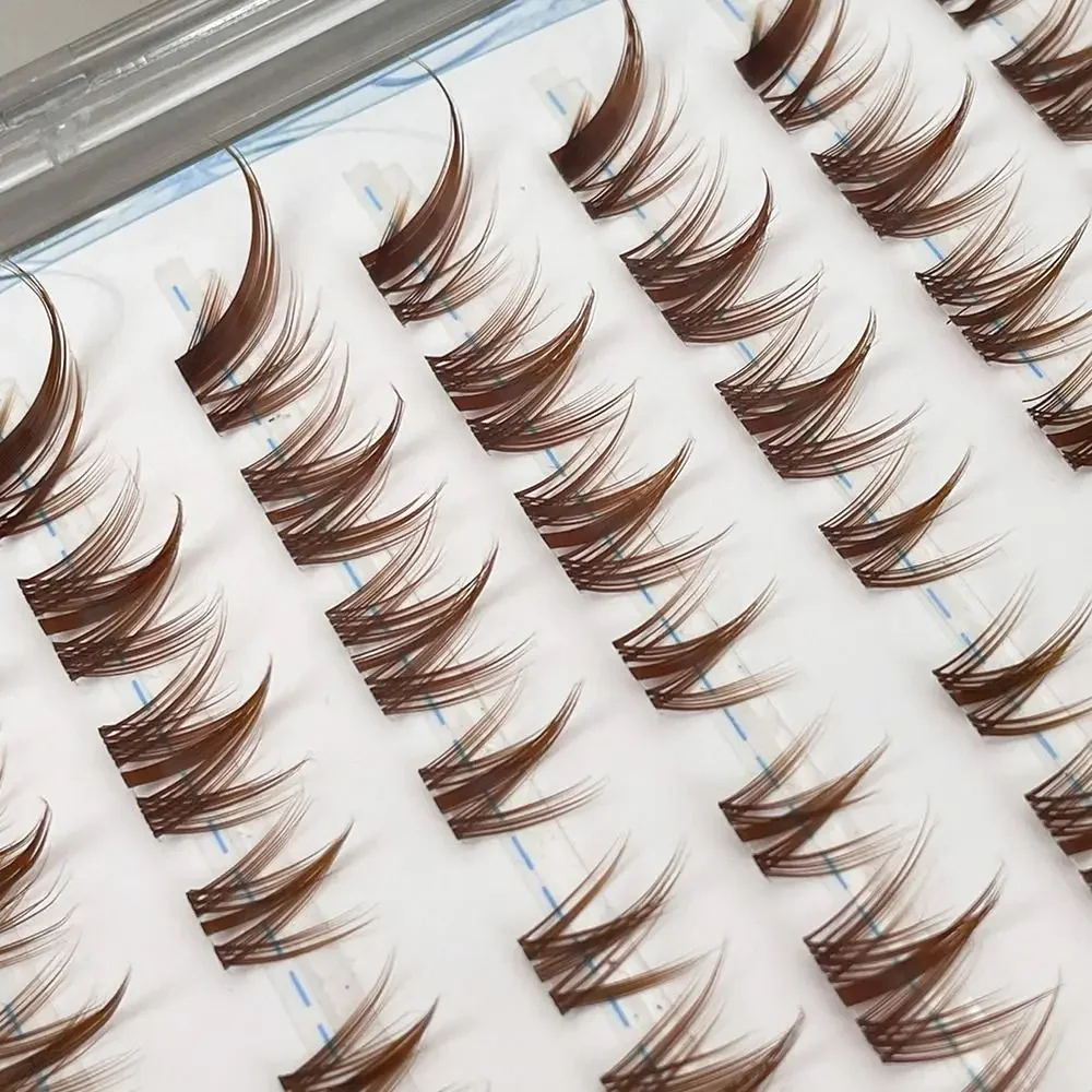 80 Uds pestañas postizas sin pegamento autoadhesivas estilo zorro y perro pestañas Manga marrón caramelo extensión de pestañas DIY para mujeres