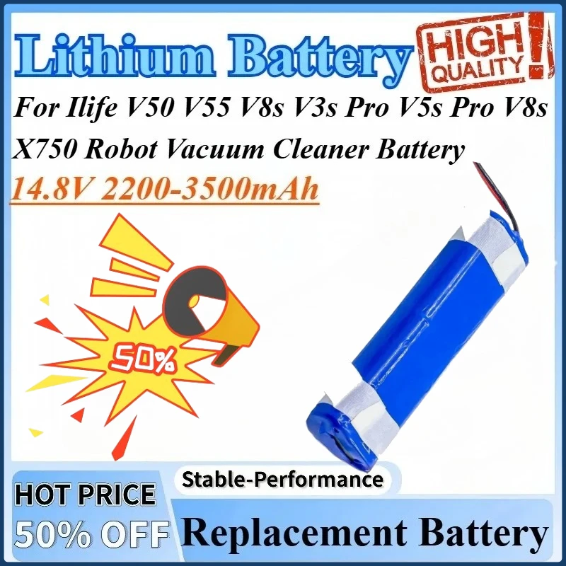 

14.8V 2200-3500mAh Good Quality Replacement Battery Vacuum Cleaner Battery For Ilife V55 V50 X750 V8s V3s Pro V8s V5s Pro Robot
