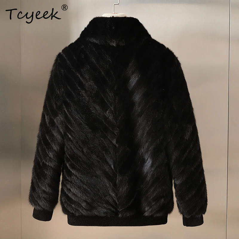 

Tcyeek Real Mink Fur Coat Men Winter Clothes Patchwork Mink Mens Coats Real Fur New in Outerwears 2025 Chic Куртка Мужская