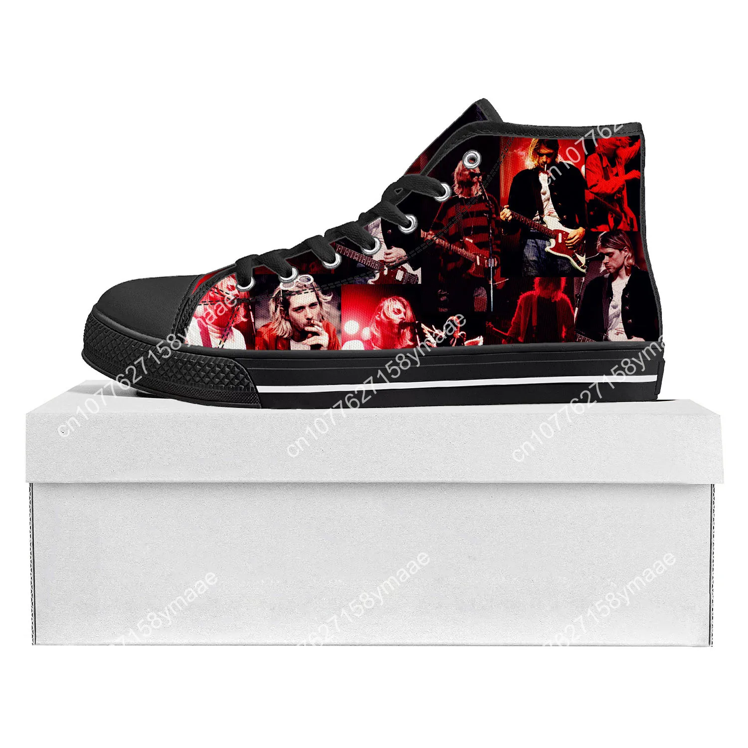 Kurt Cobain High Top High Quality Sneakers Mens Womens Teenager Canvas Sneaker Casual Custom Made Shoes Customize Shoe Black