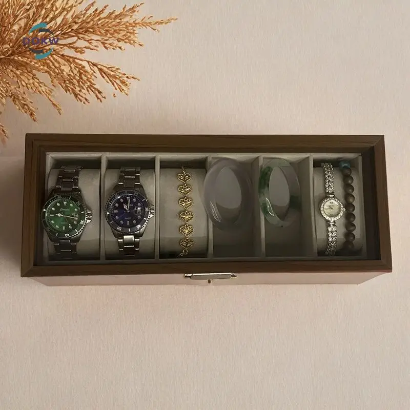 

Wooden Watch Storage Box with Transparent Glass Display Case Jewelry Organizer Ideal Gift for Friends Festive Occasions