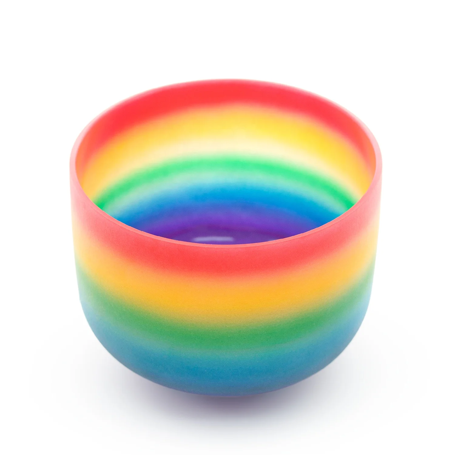 KVKA 1 Pcs 7-8 Inch Chakra Quartz Colored Crystal Singing Bowl for Yoga Sound Bath Musical Instrument Rainbow Healing