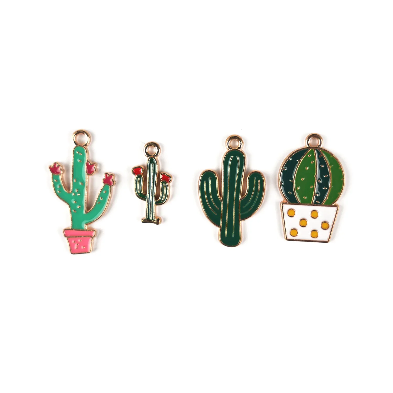 10pcs Desert Plant Cactus Alloy Charm Necklace Potted Pendants Jewelry Crafts Wholesale