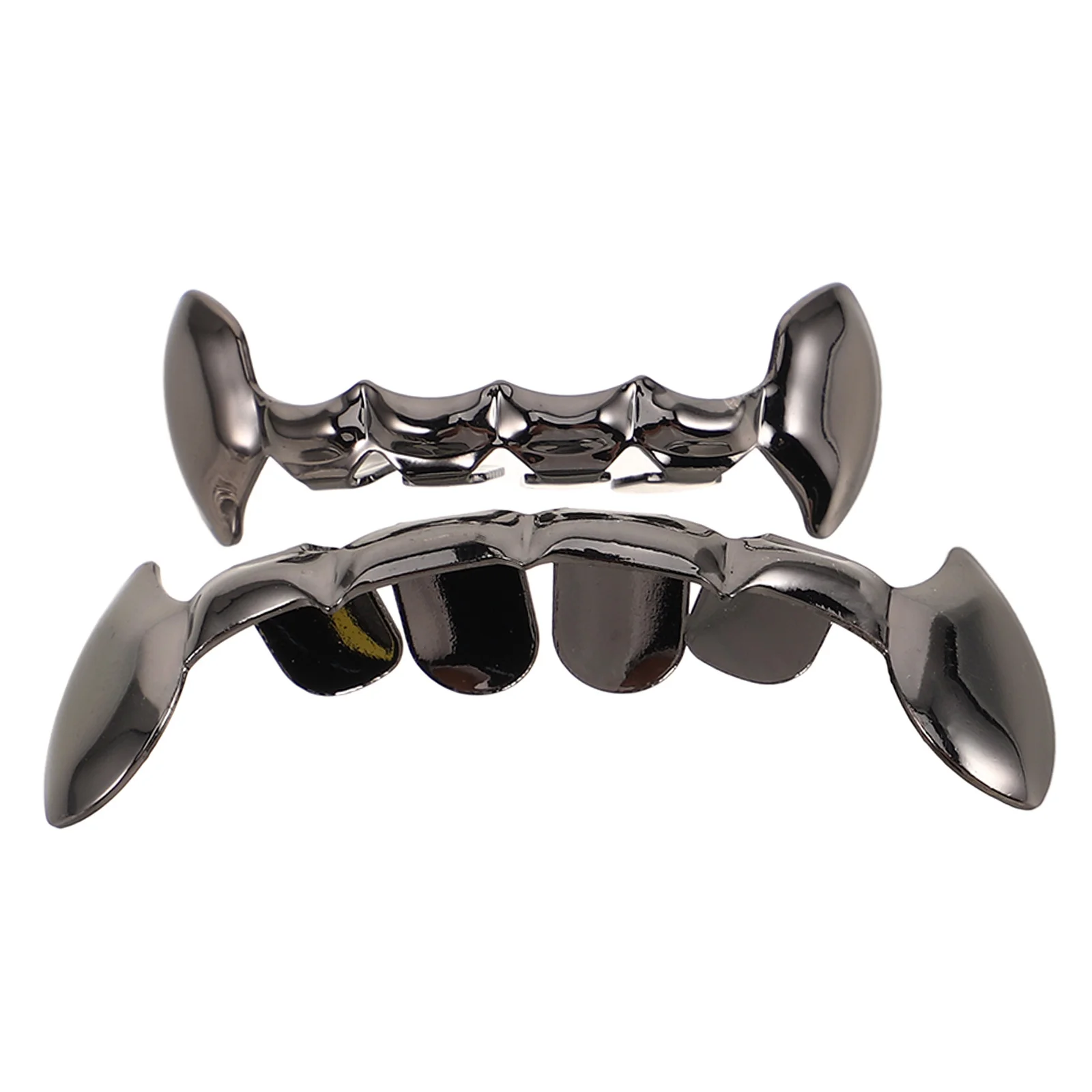 2Pcs Reusable Washable Hip Hop Teeth Grills Halloween Party Fake Teeth Caps Exquisite Workmanship Fashion Accessory