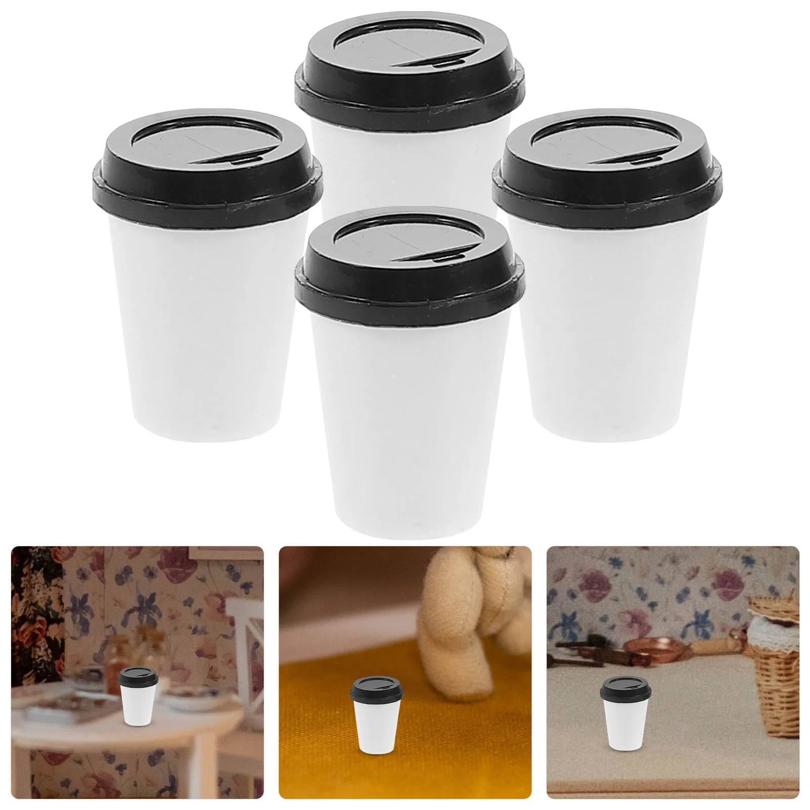 

4 Pcs Dollhouse Coffee Mug Cup Mini Accessories Milk Tea Cups Miniature for Empty