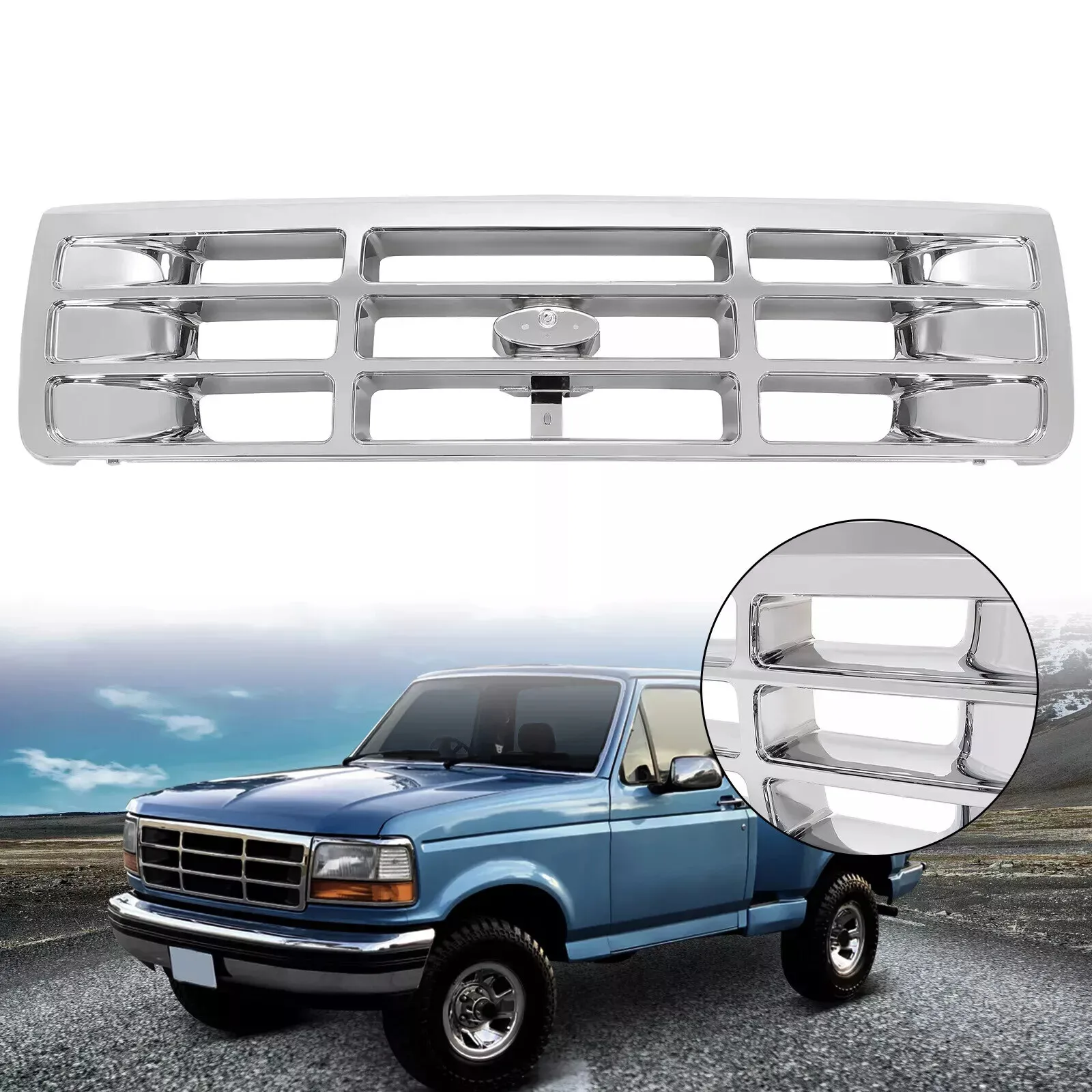 

Хромированная решетка переднего бампера для Ford Bronco F150 F350 F250 Pickup 1992-1997