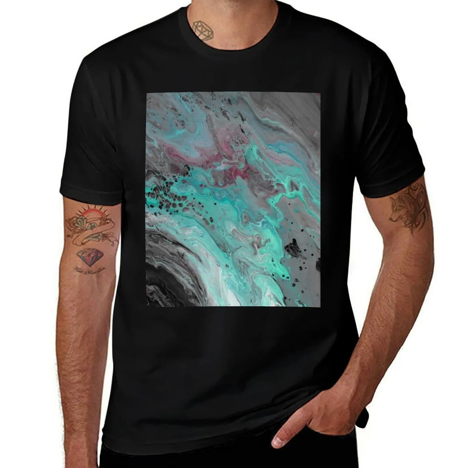 Waters of Change - Acrylic Pour T-Shirt custom t shirt summer top boys whites shirts graphic tees men clothes