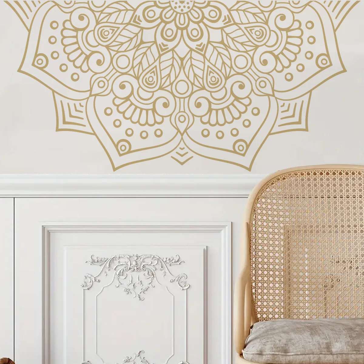 الفن نمط الذهب ماندالا لاصق ملصقات جدار غرفة نوم مدخل غرفة المعيشة الشرفة ديكور المنزل جدار الشارات الزخرفية