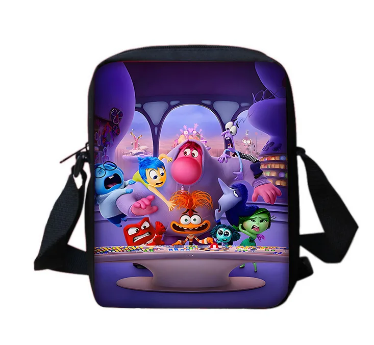 Bandolera de hombro con estampado de dibujos animados de Disney Inside Out 2 para niños y niñas, bolso informal para niños, bolso para teléfono para hombres y mujeres, bolso de compras