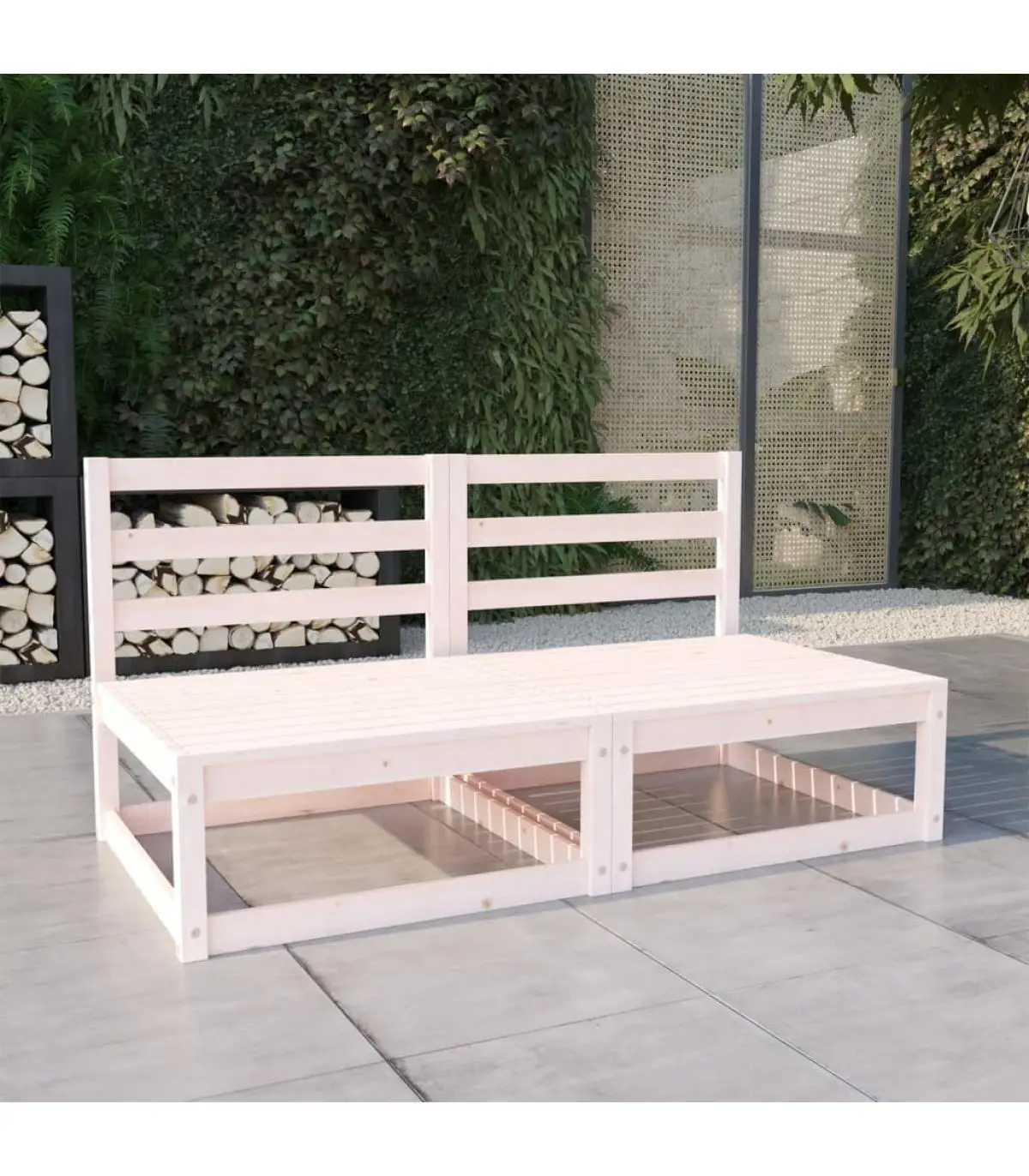 Outdoor sofas garden sofa 2 seats white solid wood pine