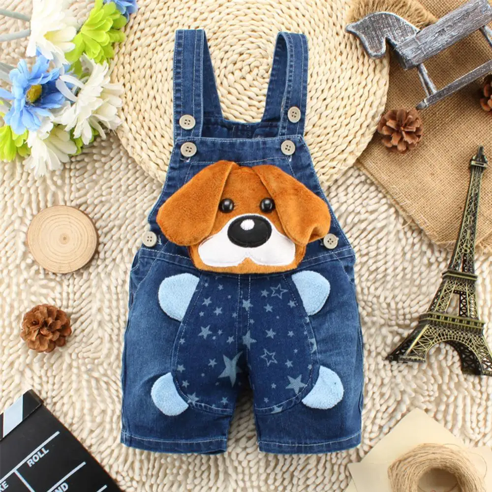 Fashion Loose Summer Pants Shorts Toddler Kids Denim Rompers Baby Boys Girls Jeans Overalls Cute Cartoon Babe Overalls Clothes