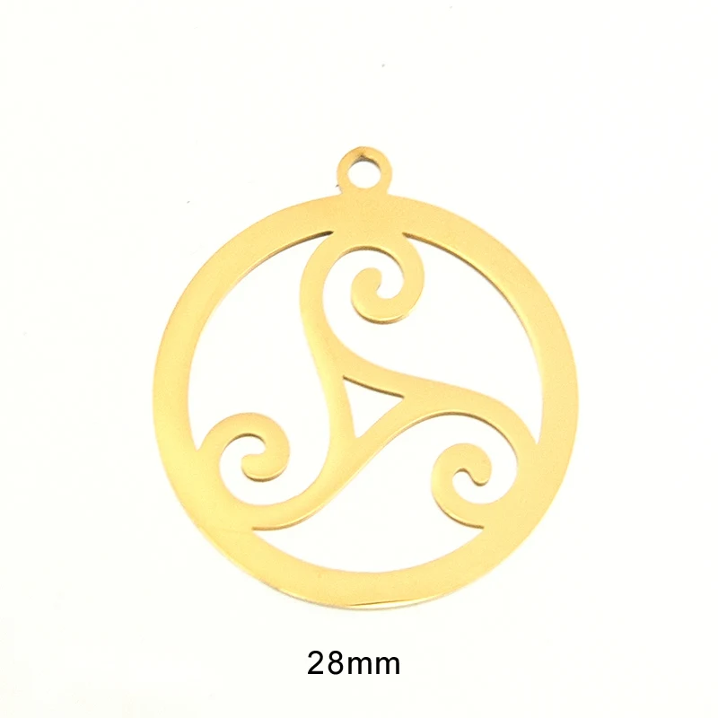 50pcs Round Triskele Jewelry DIY Mirror Polished Pendant Stainless Steel Necklace Pendant For Men Women Wholesale Price