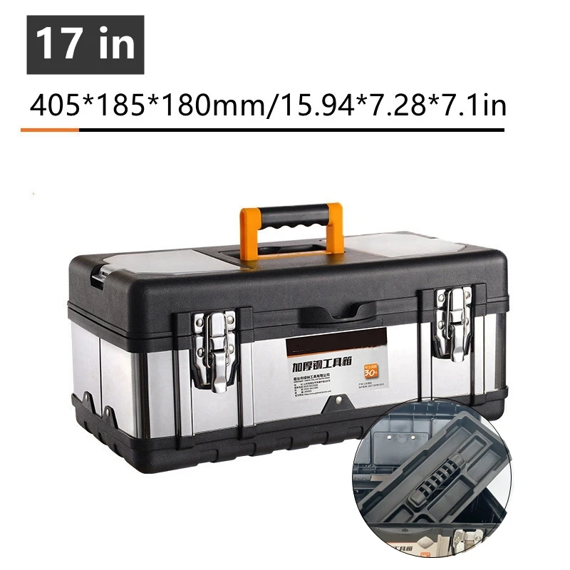 Imagem -02 - Double Layer Tool Box Hardware Storage Metal Toolbox para Oficina Mecânica Organizador 14 17 Aço Inoxidável