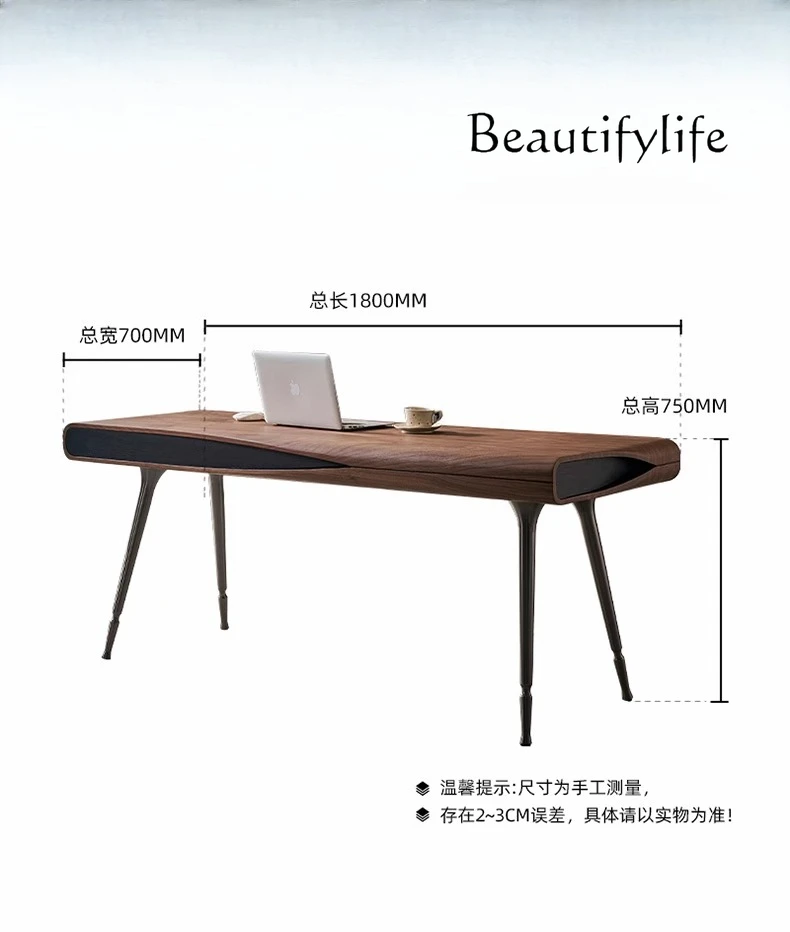 

Italian minimalist solid wood study furniture writing table modern minimalist walnut color office book new