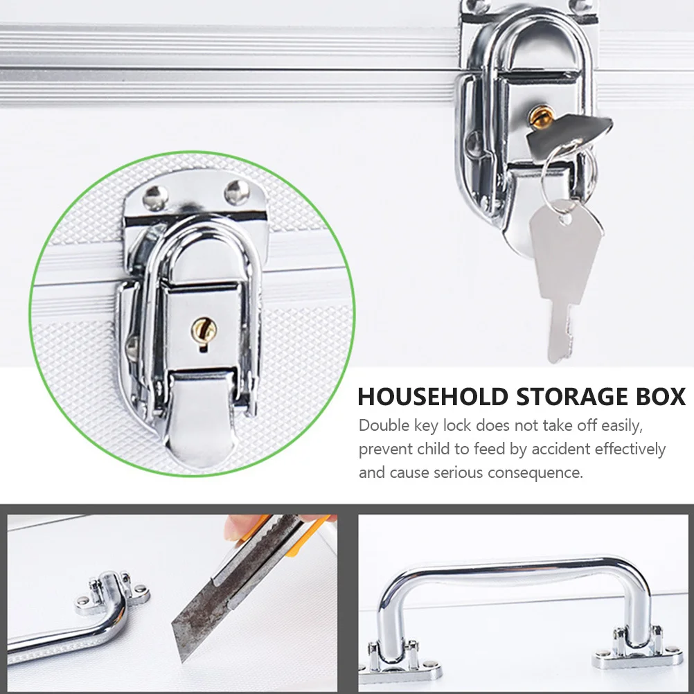 

1Pcs 14In Triple Tier Medicine Container Lock Capacious Storage Box for Medications First Aid Supplies Portable