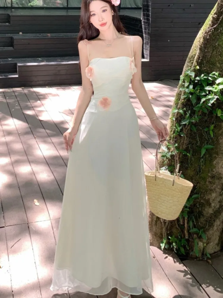 

Women Elegant Sexy Spaghetti Strap Party Dress Backless Sleeveless Lace-up Evening Dresses Holiday Beach Prom Female Clothes New