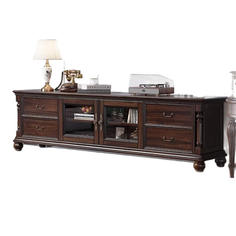 All solid wood TV cabinet American retro country living room locker household wall cabinet living room