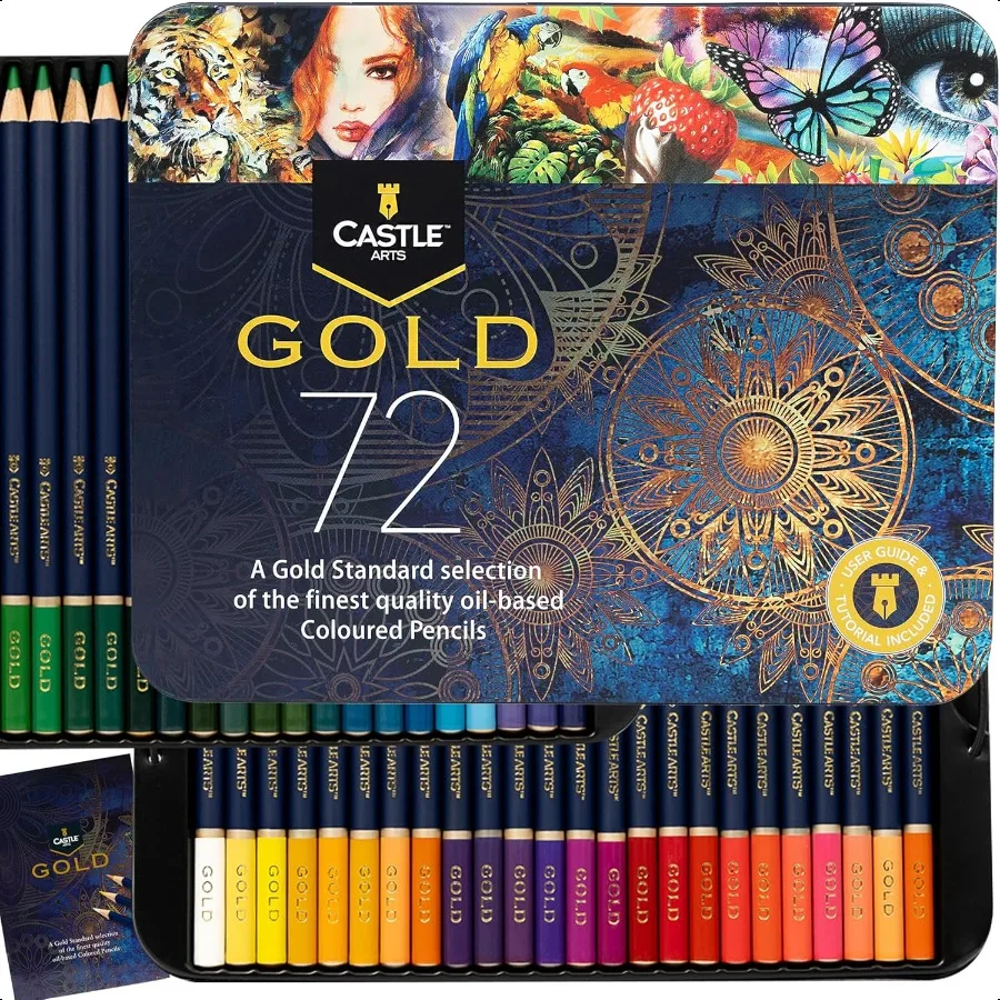 

Набор цветных карандашей Gold Standard 72. Качественные цветные сердечники на масляной основе. Оставайтесь заточкой. Прочность против ломкости для взрослых художников.