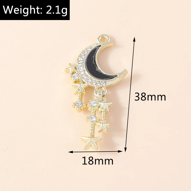 Leslie 4 Stück wunderschöne Gold-Silber-Farbe Kristall Polaris Charm für Schmuckherstellung Stern Mond Anhänger Halskette Armband Ohrring DIY – Detail 19