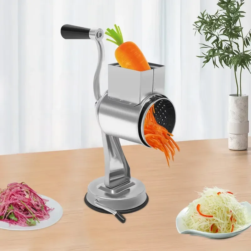 5 in 1 Manual Rotary Safety Cheese Grater Vegetable Slicer Stainless Steel Kitchen Tool for Lemon Apple Cucumber