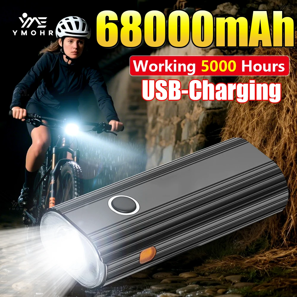 

68000mAh Bicycle Front Light Bright Bike Led Flashlight Bicycle Lantern Rechargeable MTB Flashlight Bike Headlight Cycling Lamps