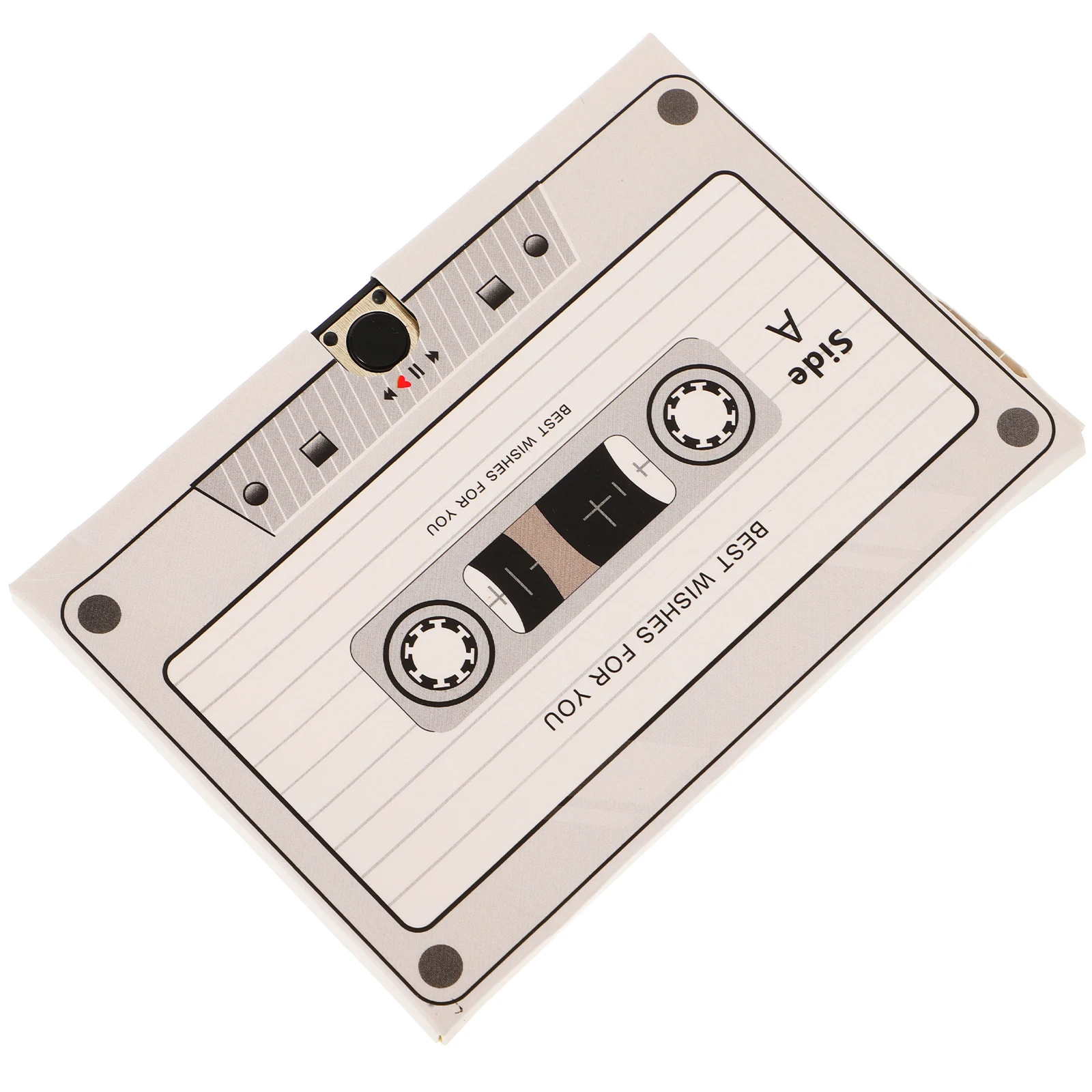 

Recordable Greeting Card White Audio Cassette Birthday Cards Retro Paperboard Material Distinctive