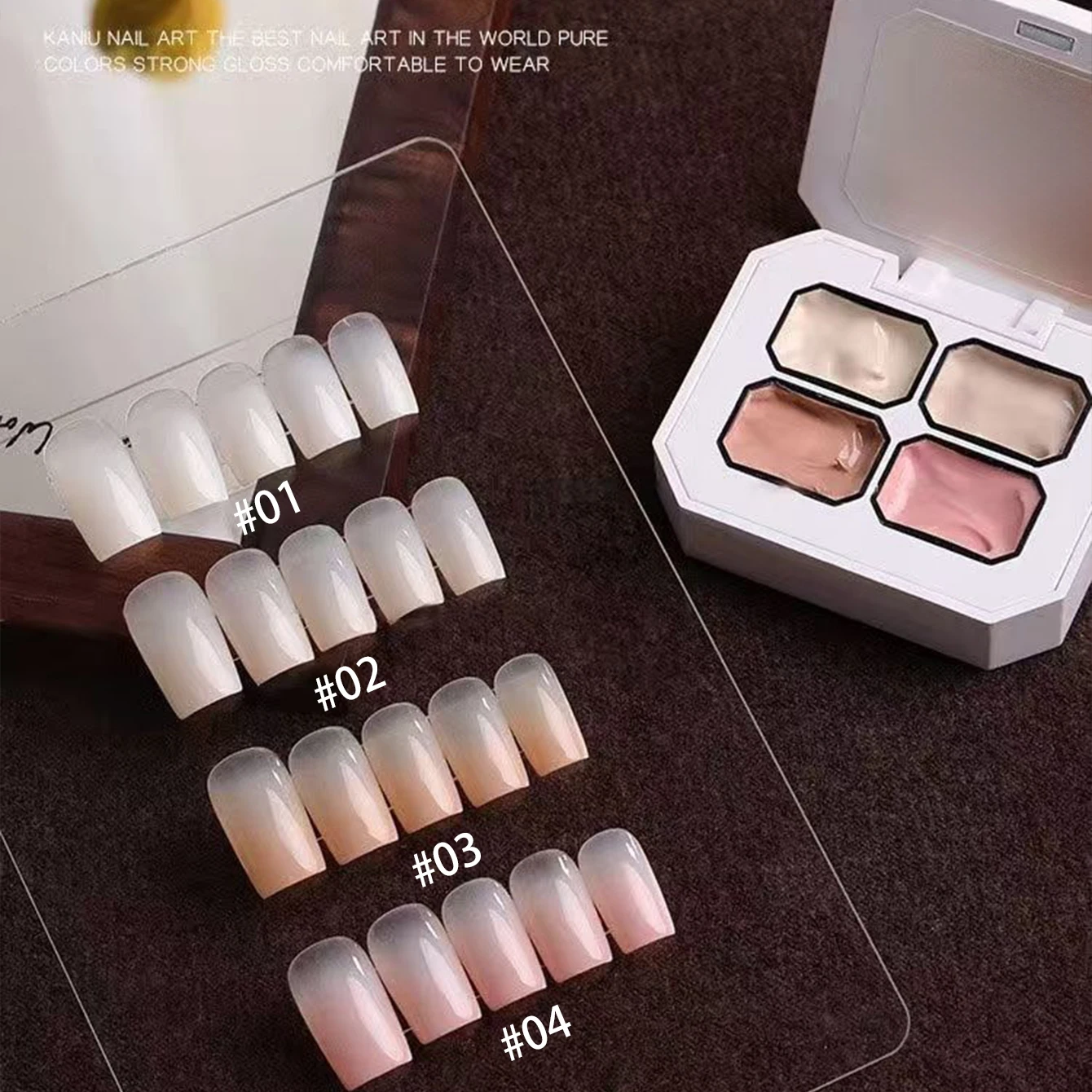4-Farben-Neutral-Nude-Pat-Malerei-Gel, Concealer-Pat-Gel zum Abdecken freier Nagelkanten, UV-Nagelgel-Lack mit Farbverlauf-Effekt – Detail 5