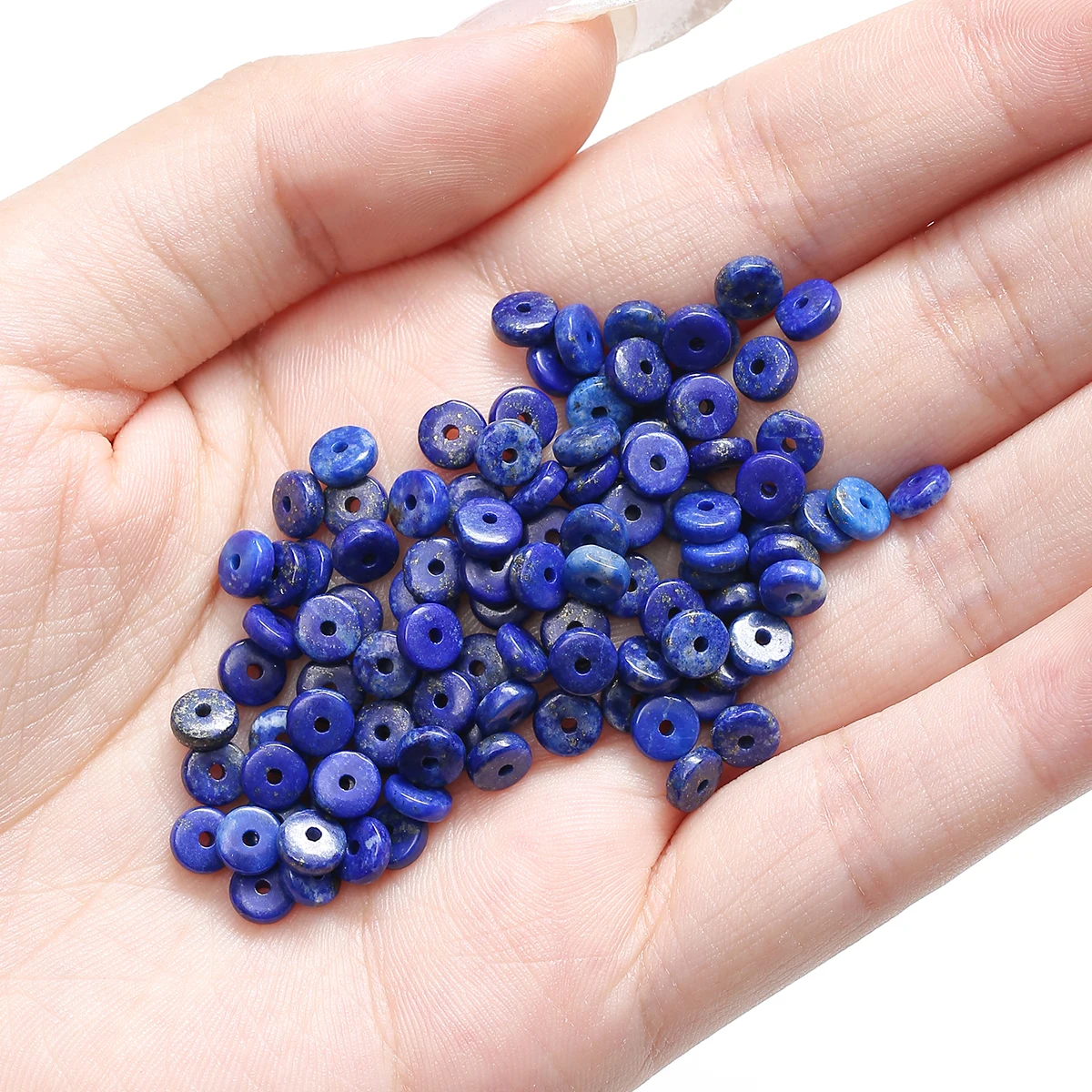 JD 10PCS Natural Lapis Lazuli Spacer Beads Polished Smooth Gemstone Loose Beads for DIY Bracelet Necklace Jewelry Making