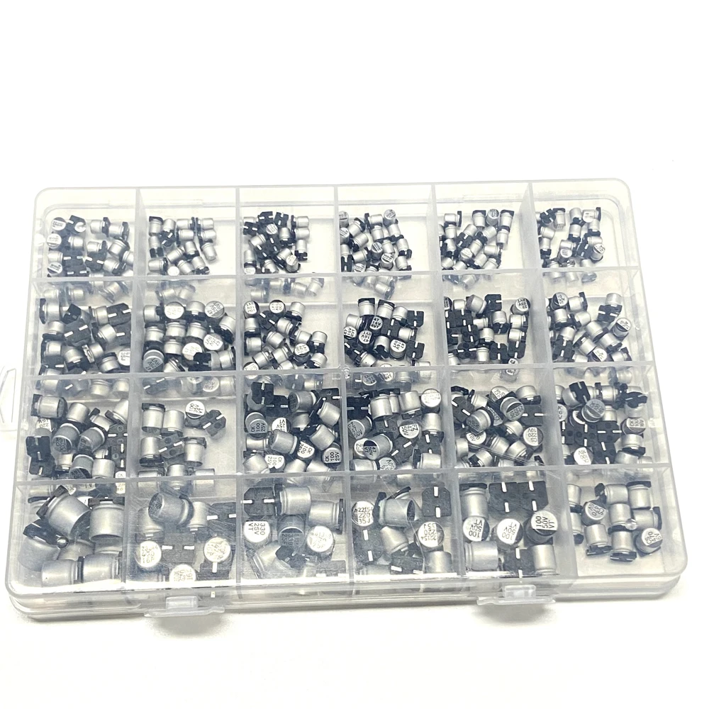 Aluminum Electrolytic Capacitors SMD Assortment Kit  400Pcs 24Value SMD 1uF~1000uF 6.3V-50V  24Value  with box