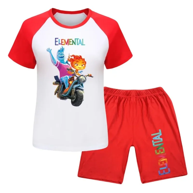 3-15Y Summer Boy and Girl T-shirt Shorts Sports Set Water Fire Elemental Crazy Element City Suit Children Cosplay Sportswear Set