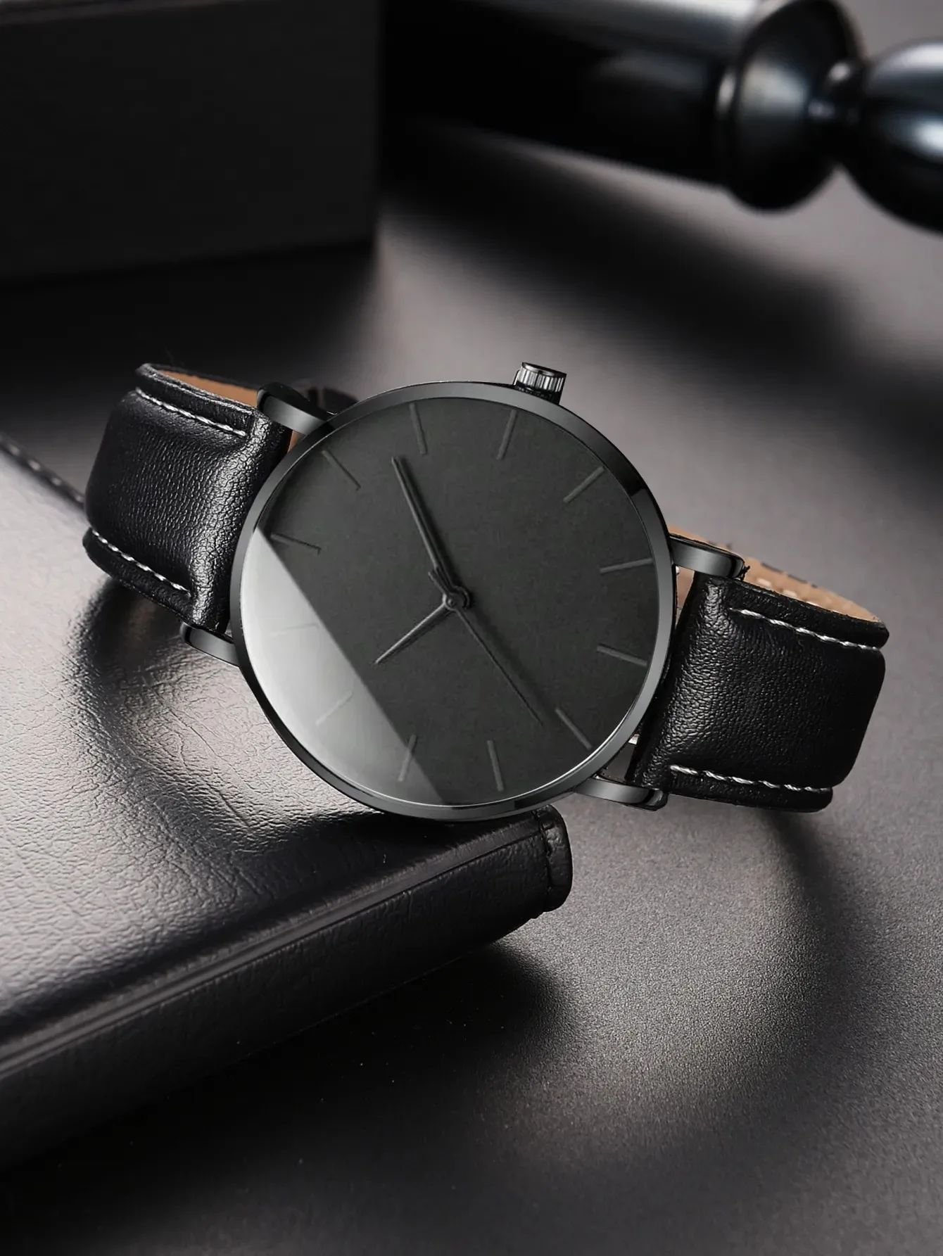 Watch New Men Watch Luxury Bracelet Set Fashion Business Black Leather Quartz Wrist Watches For Men Gift Set Relogio Masculino