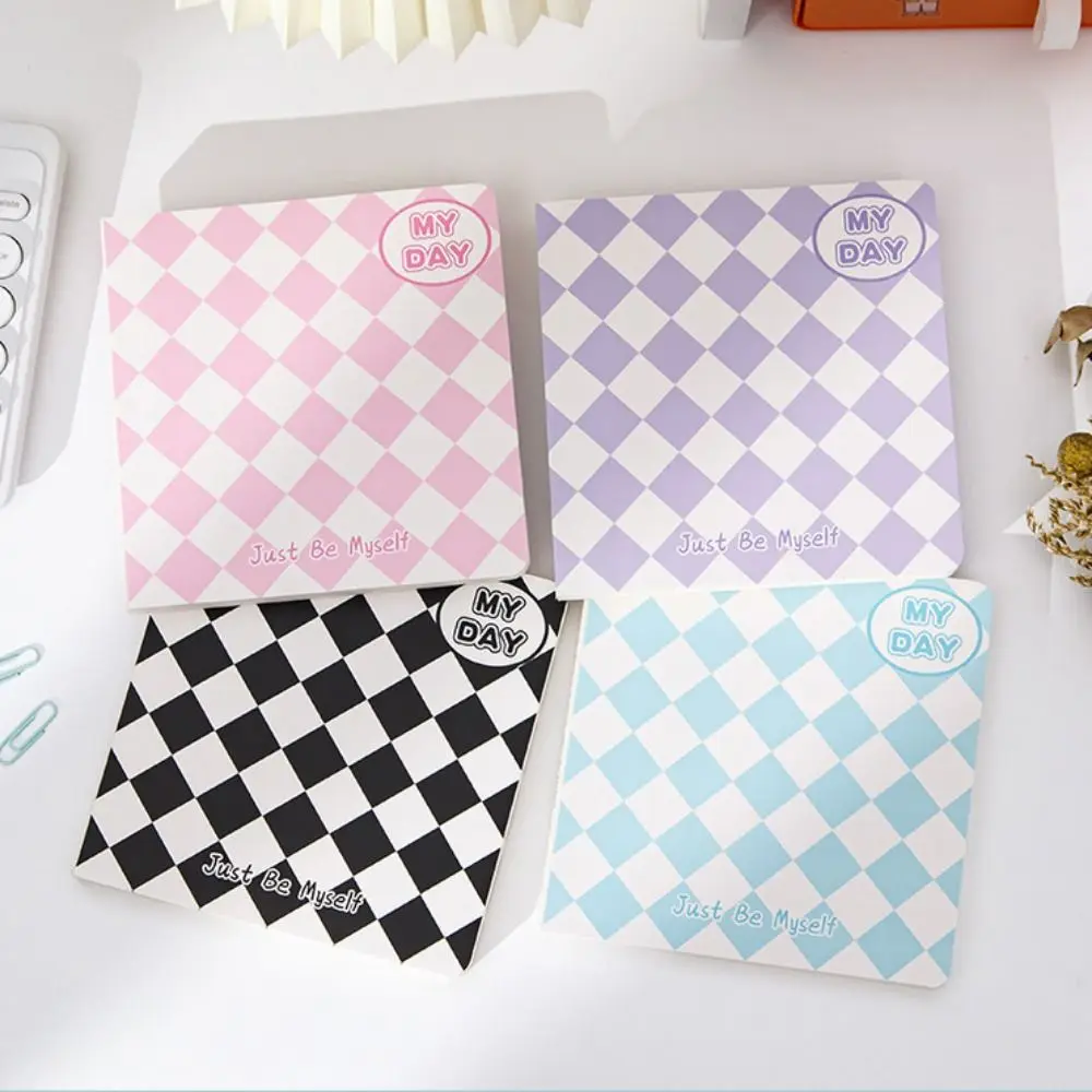 

100 Pages Chessboard Pattern Note Pape Rhombus Grid Handbook Square Grid Notebook Cartoon Scrapbook Flip Over Notebook Students