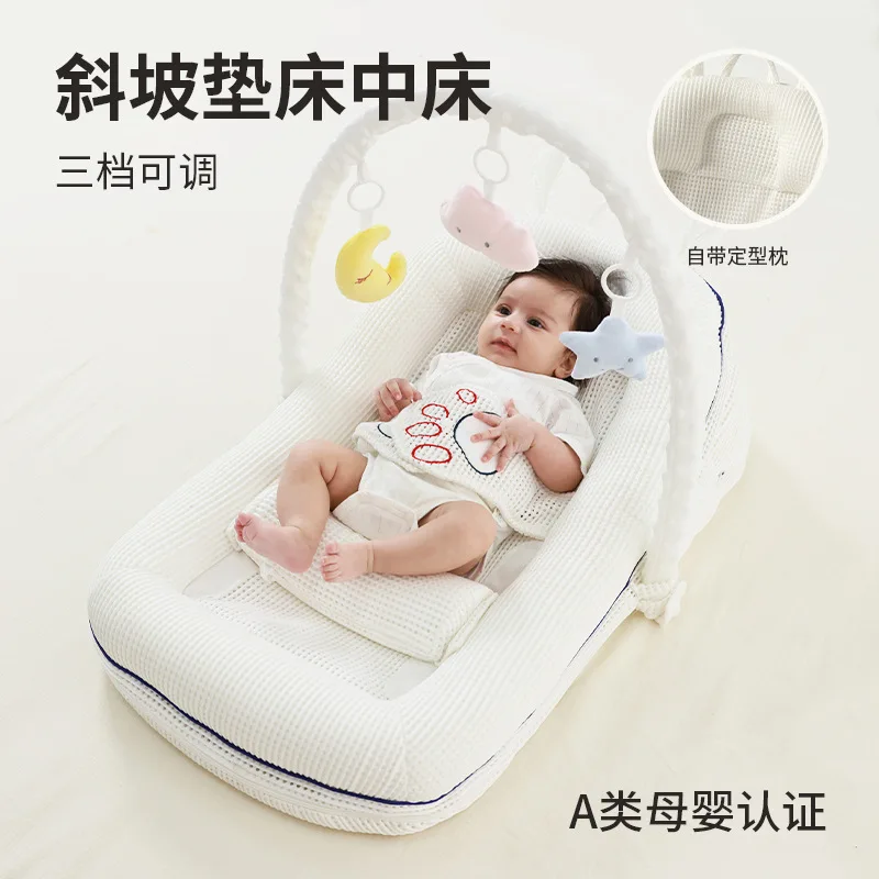 

Baby Anti Spitting Slope Cushion Pillow Newborn Anti Overflow Choking Milk Bed Middle Bed Baby Shaping Soothing Lying Down