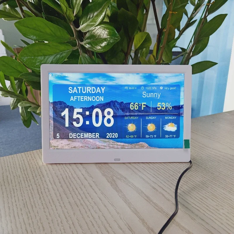 Good quality 10 inch worldwide time weather station digital clock led for digital photo video frame display