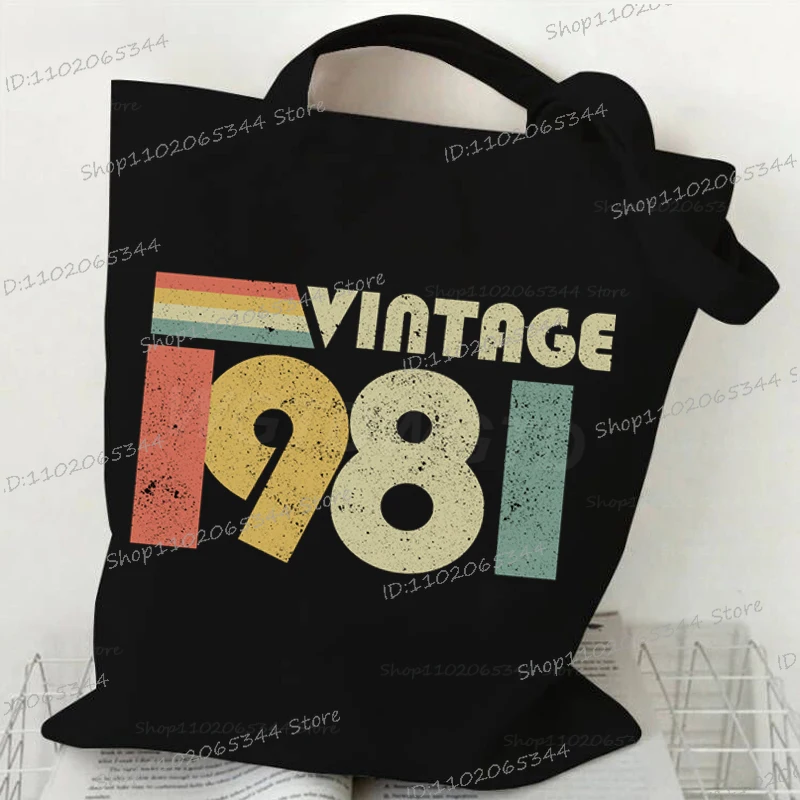 ヴィンテージ 1985年 40歳の誕生日 ショルダーバッグ レディース メンズ エコ デイリー ショッピングバッグ カジュアル レトロ 1980年代～1989年代 キャンバス クラシック トートバッグ