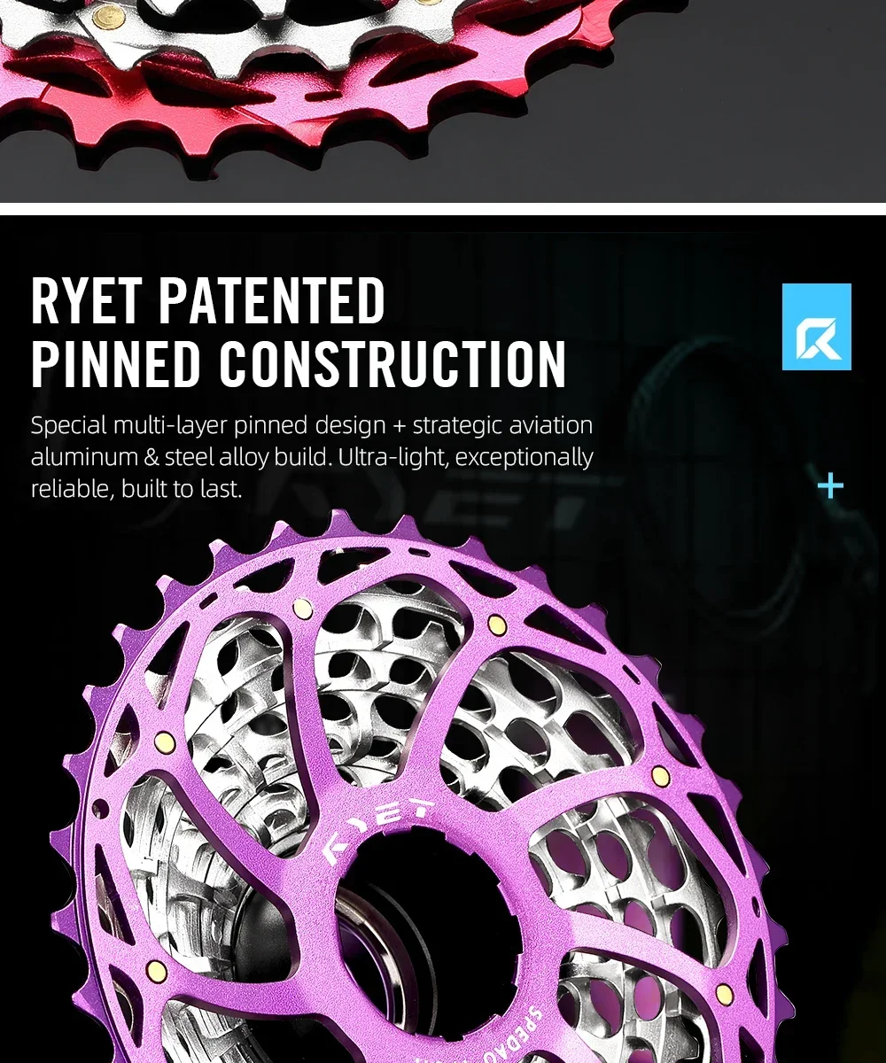 2026 RYET Fahrradkassetten 11-34T 12S CNC Alu/Stahl Kassette HG für Shimano Rennrad Gravel K7 Eloxierte Farbe 12-Gang Fahrradfreilauf – Detail 6