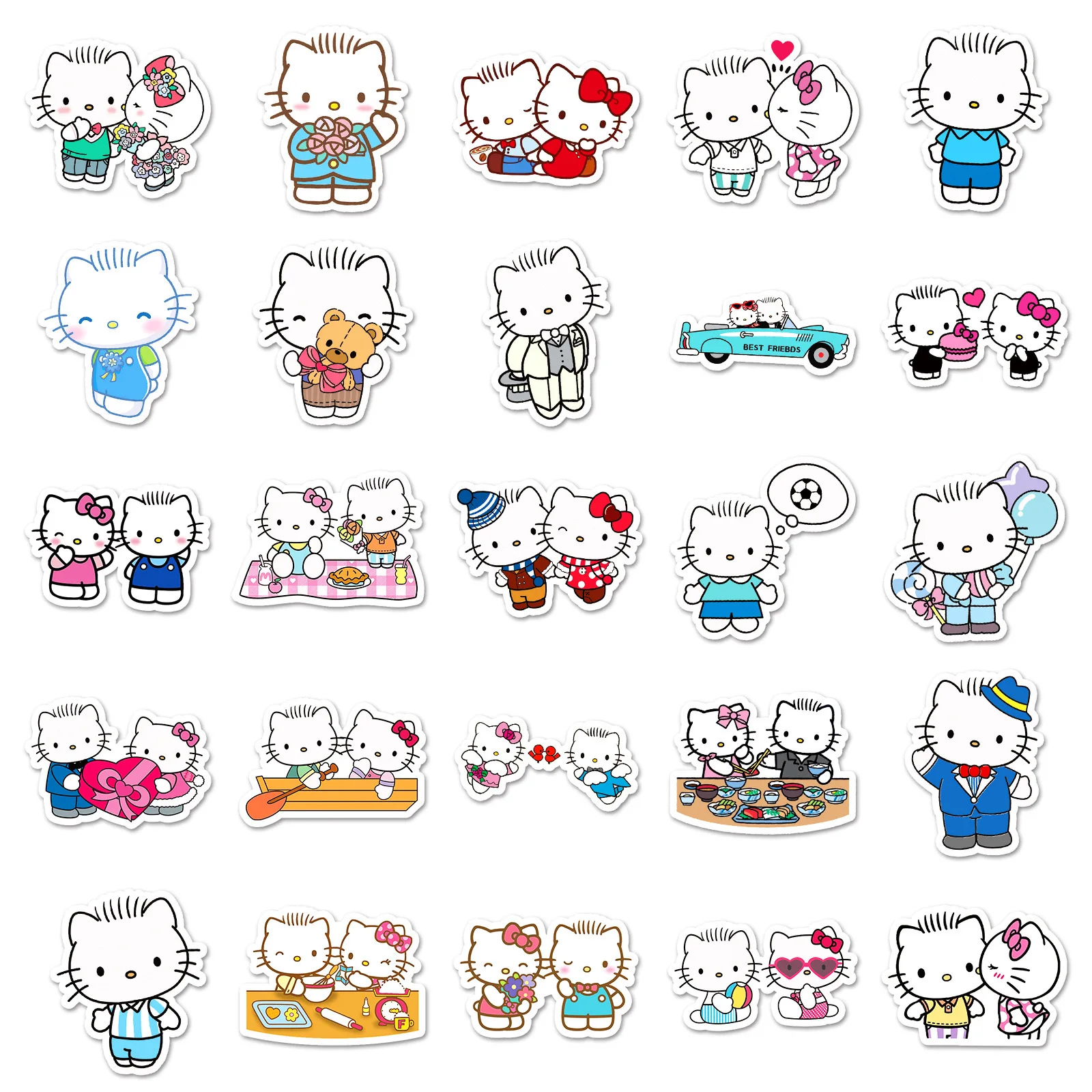 10/50pcs Cute Hello Kitty DEAR DANIEL Stickers Kawaii Decals DIY Notebook Stationery Bike Phone Suitcase Decoration Sticker Toy