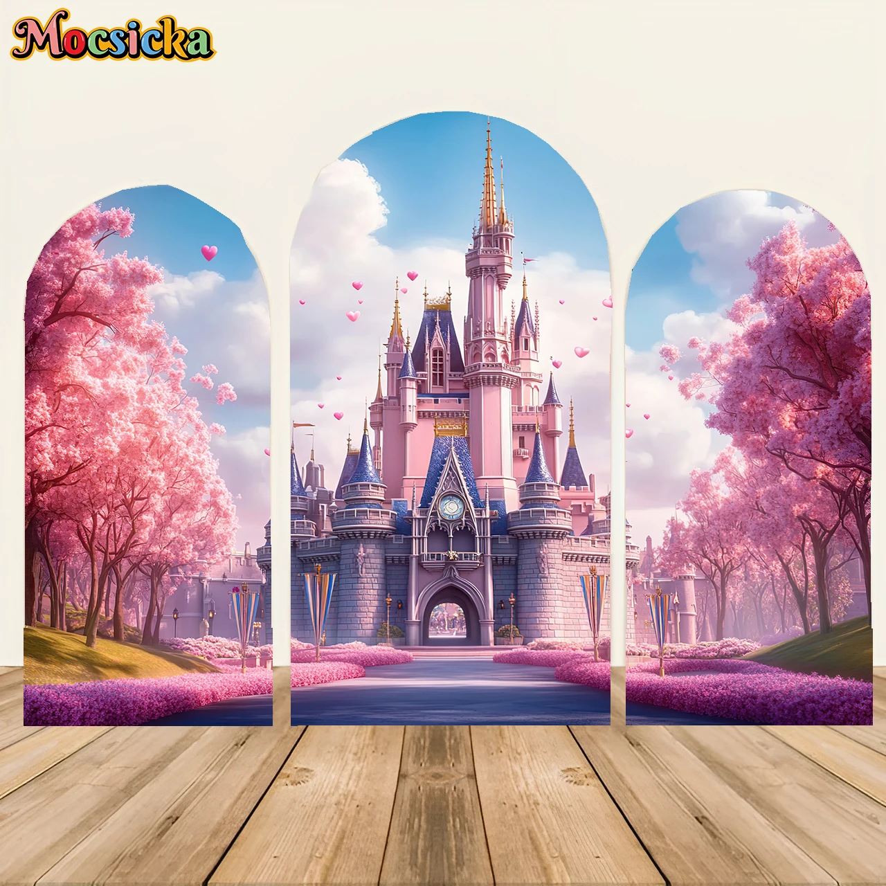

Mochicka Disney Castle Princess День рождения Двусторонняя вышивка арочный фон для фотосъемки Торт Crush фото фон для студии