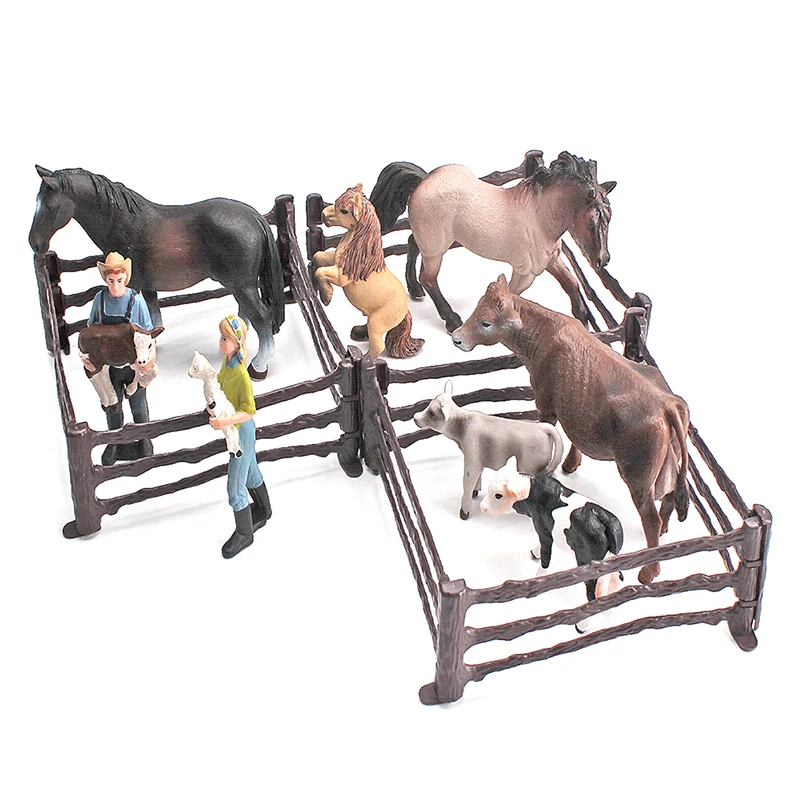 DIY Kids Toys Simulation Animals Farm Poultry Fence Models Pasture Zoo Figurines Captive Fence Wild Wolf Guardrail