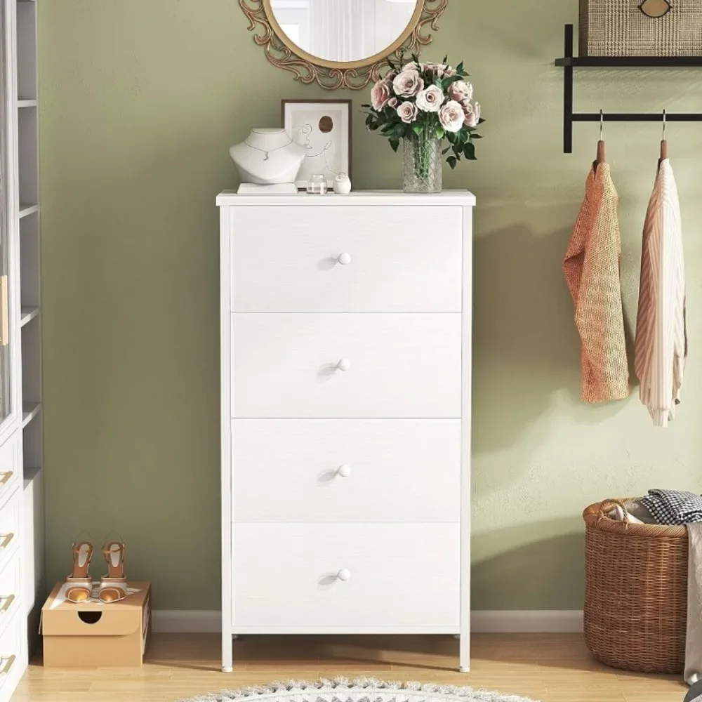 

Small White Dresser for Bedroom 4 Drawer Dressers & Chests of Drawers Kids Dresser Organizer for Closet Adult Modern Toiletries