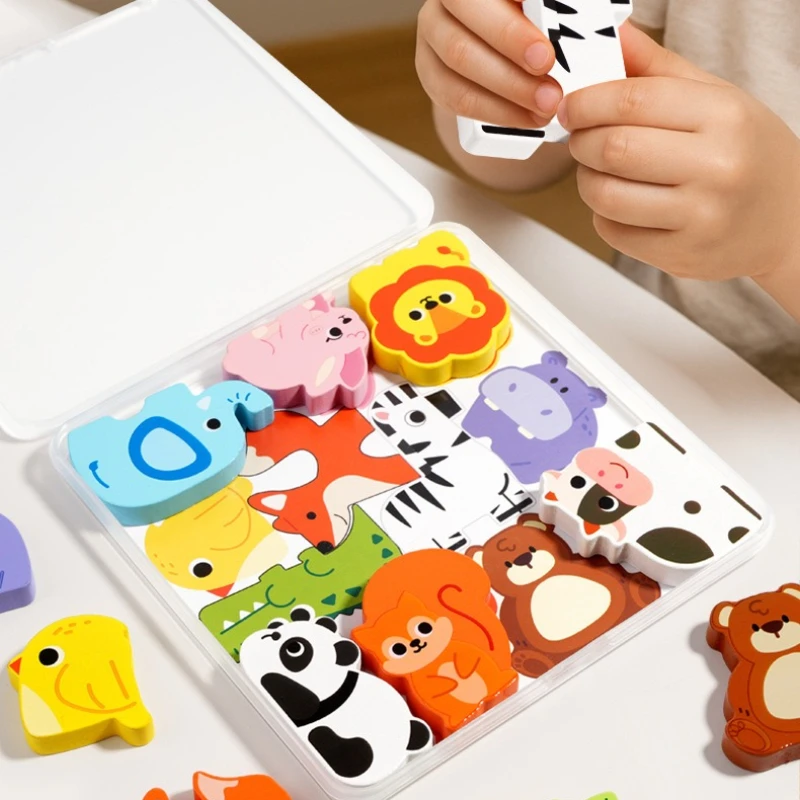 Cartoon Kreativität Holzpuzzles 3D Kreative Form Muster Blockpuzzles Denkaufgabe Lernspielzeug 3D Logik IQ Spiel für Reisen