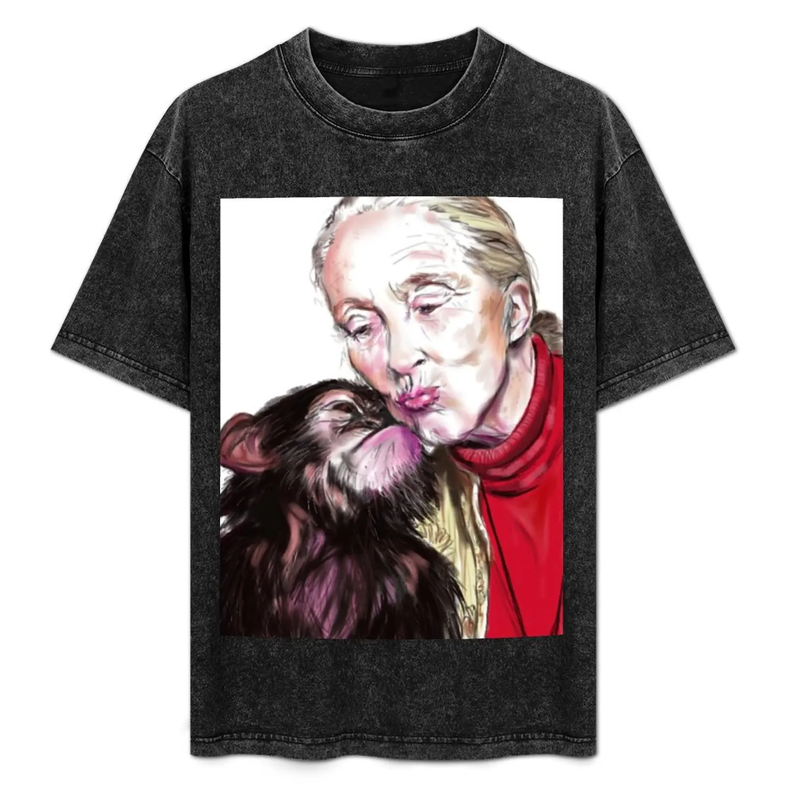 

Jane Goodall - Chimp Kissies T-Shirt Stylish Print Short Sleeve Tee