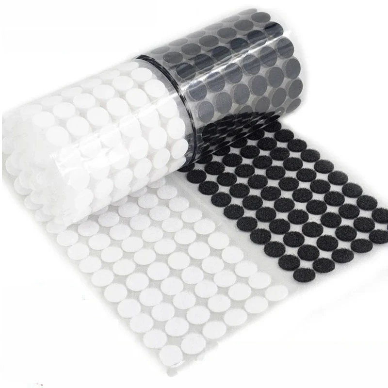 Self Adhesive Fastener Tape Dots 10/15/20/25/30mm Sticker Dots Adhesive Tape White Black Round Hook Loop Boob Tape Strong Glue