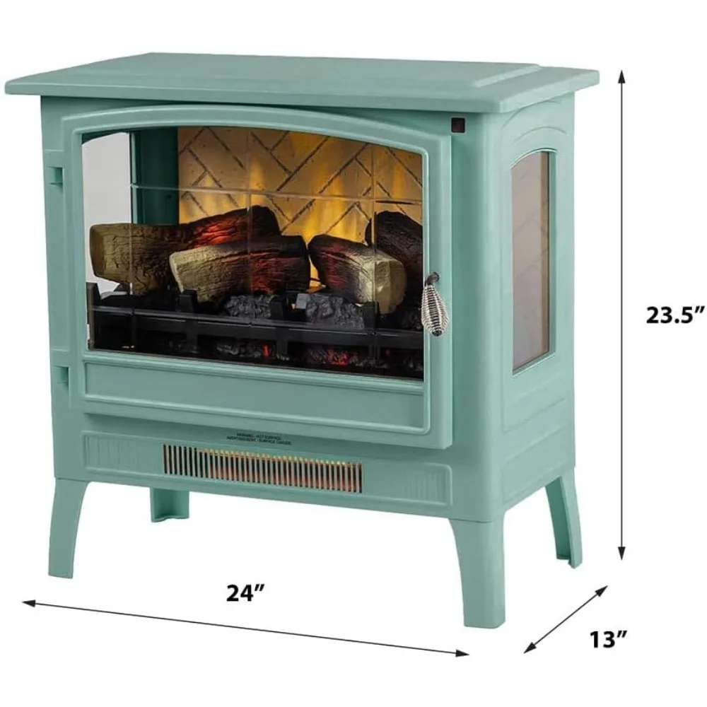 Infrared Freestanding Electric Fireplace Stove Heater in Mineral Blue | Provides Supplemental Zone Heat , Multiple Flame Colors