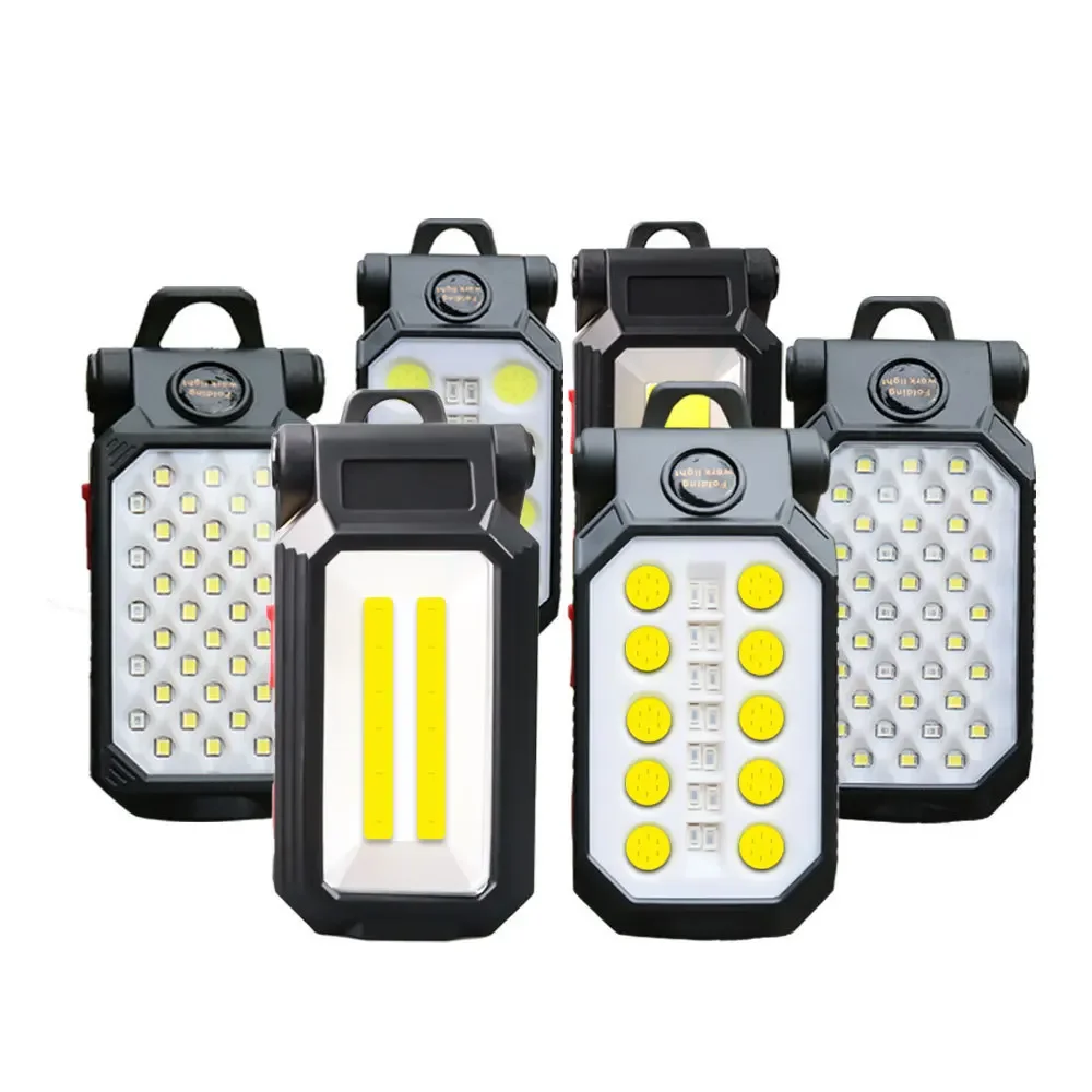 Portable COB Work Light LED Flashlight Adjustable USB Rechargeable Outdoor Camping Lantern Magnet Design With Power Display