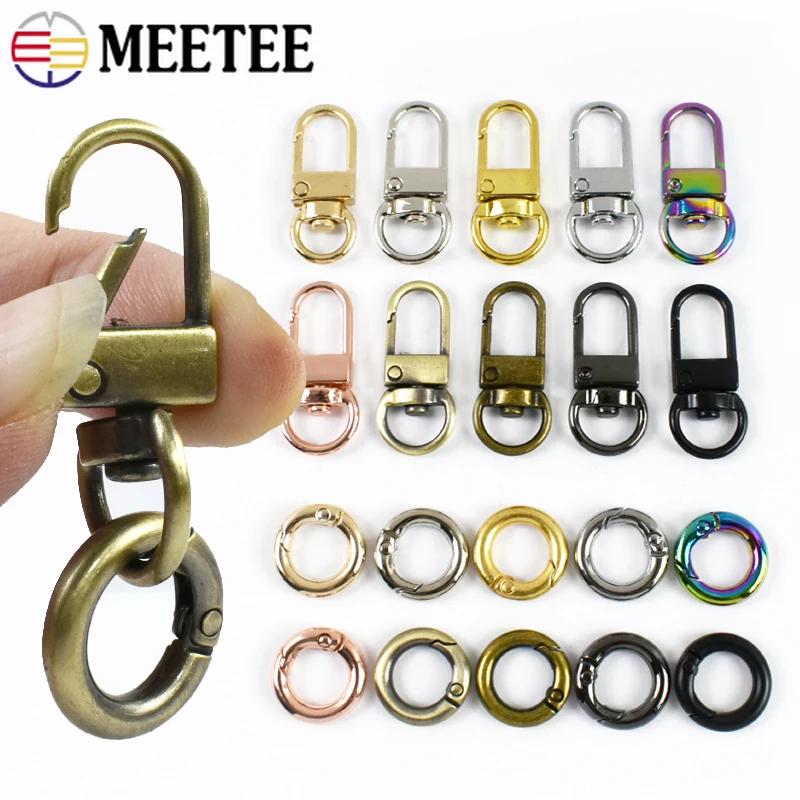 3/5/10 szt. Meetee 10mm Metalowe Kółko Zawieszka do Torby Sprężynowe Kółko O-ring Obrotowy Karabińczyk do Torby Brelok Klips Zatrzaskowy Akcesoria DIY