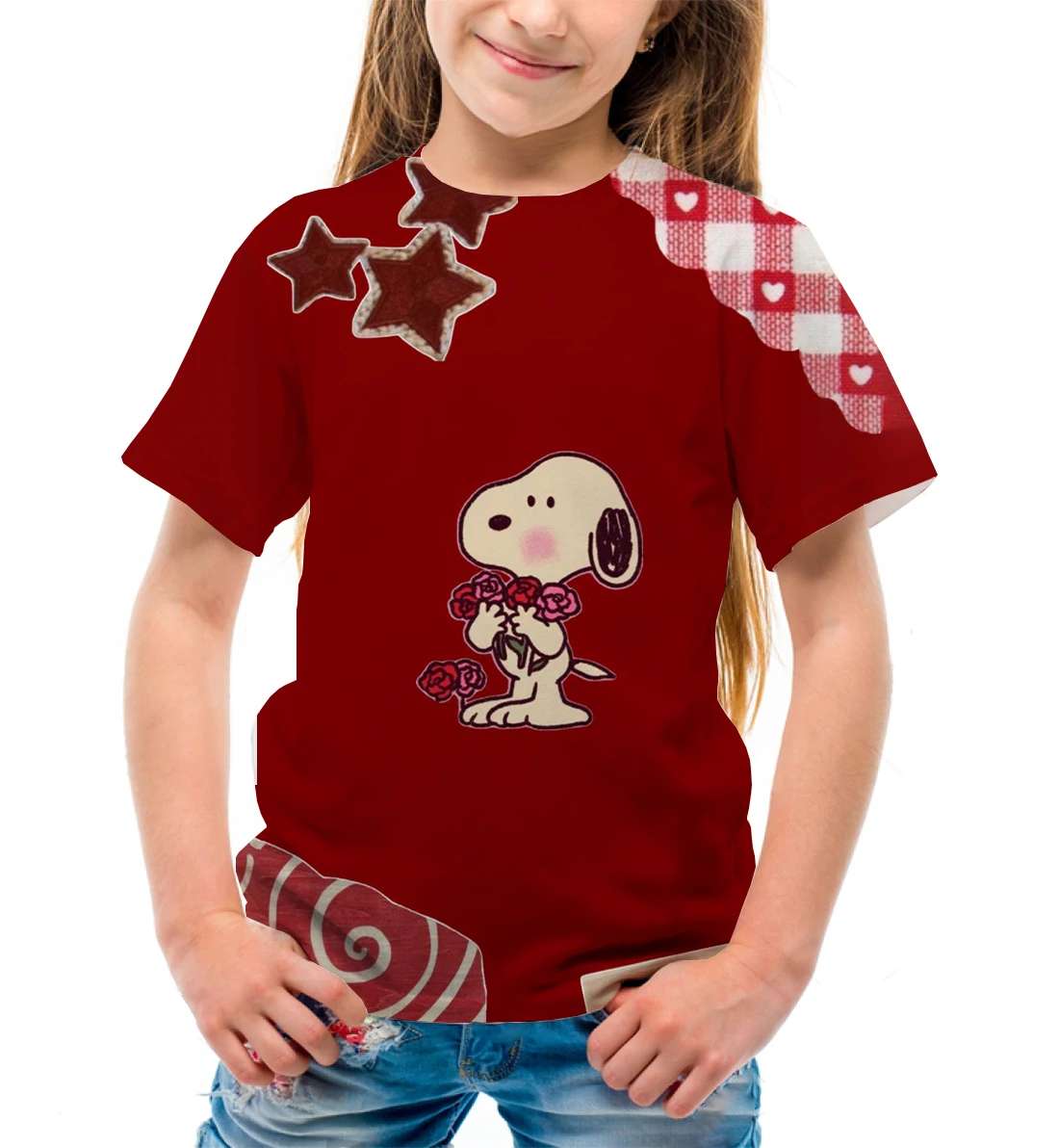 Snoopy Cute Sweet Pattern Print Disney Series Versatile Children's Short Sleeve T-shirt Summer Simple Girls Clothing