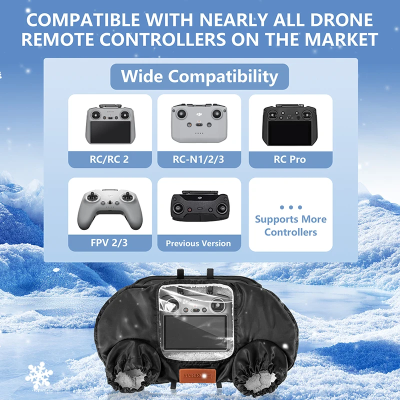 قفازات الشتاء الدافئة قفازات مصدات الرياح ل DJI RC 2 /RC-N2 التحكم عن بعد Mini 3 /mini 3pro /mavic 3 / AIR 2 2S ملحقات طائرة بدون طيار